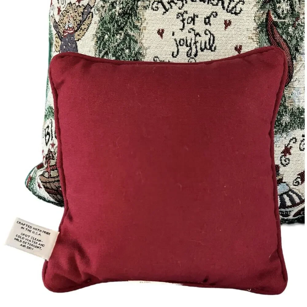 2 Christmas Pillows Riverdale Tapestry Square Throw Pillow Joyful Blessing Tree